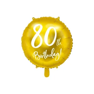 Fóliový balónek Partydeco k 80. narozeninám, zlatý 45 cm (18