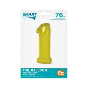 Balónek Godan Smart číslo 1 zlatá fólie 76cm (CH-SZLI)