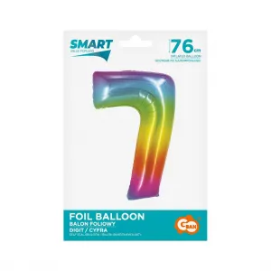 Fóliový balónek Godan Smart number 7 rainbow 76cm (CH-STC7)