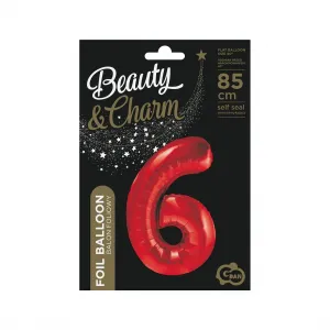Fóliový balónek Godan číslo 6 červený 85cm 85cal (BCHCW6)