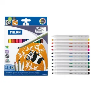 Milan stíratelné fixy 11 barev s gumou (80093)