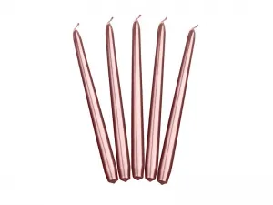 Partydeco Metalická kuželová svíčka 1ks/10ks - růžová 240mm (SKMET-019R)
