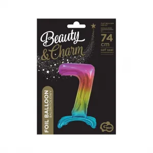 Godan Beauty&Charm gumový balónek stojící duhové číslo 750mm 30cal (BC-AST7)