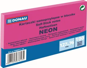 Donau Neonově růžové samolepicí bločky 100 ks 127 mm x 76 mm (7588011-16)