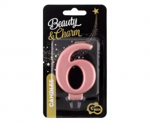 Narozeninová svíčka Godan č. 6 růžovo-zlatá 8 cm (PF-SCRZ6)