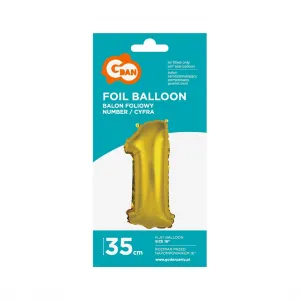 Zlatý fóliový balónek Godan číslo 1 35 cm (FG-C35Z1)
