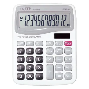 TG-2562 bílá Taxo Graphic 12polohová stolní kalkulačka