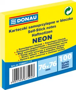 Donau Neonová žlutá 100k 76mm x 76mm samolepicí bankovky (7586011-11)