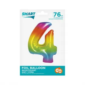 Fóliový balónek Godan Smart number 4 rainbow 76cm (CH-STC4)