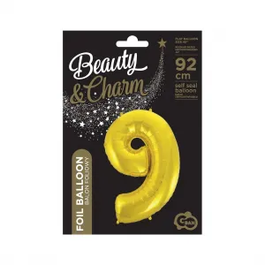 Fóliový balónek číslo 9 zlatý 85 cm