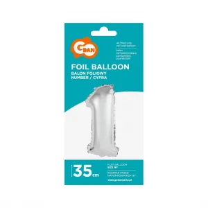 Stříbrný balónek Godan číslo 1 35 cm 16 palců (FG-C35S1)