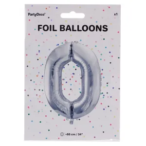 Stříbrný balónek Partydeco číslo 1 (FB1M-0018)