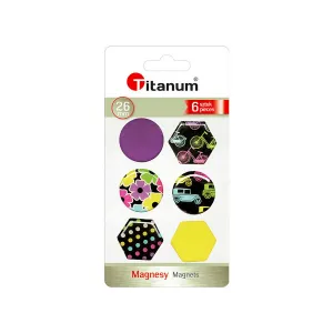 Titanový magnet kulatý, šestihranný - mix 26mm (4357-2)