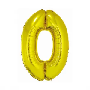 Balónek Godan Smart number 0 ze zlaté fólie 76 cm (CH-SZL0)
