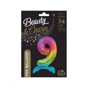 Godan Beauty&Charm gumový balónek stojící číslo rainbow 30cal (BC-AST9)