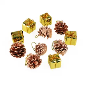 Arpex vánoční ozdoby dárky a šišky 12ks zlaté (BN6011ZLO-7581)