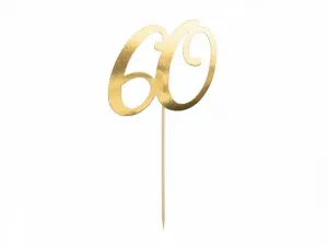 Dekorace na dort Partydeco číslo 60 zlatá, 21 cm (KPT62-60-019)