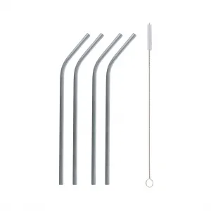 Kovová stříbrná brčka Godan 4 ks (RM-SZS4)