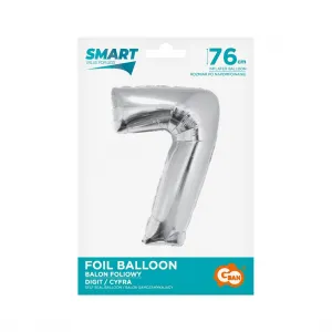 Stříbrný fóliový balónek Godan Smart číslo 7 76 cm (CH-SSR7)