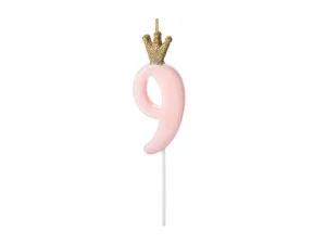 Narozeninová svíčka Partyydeco číslo 9, jasně růžová, 9,5 cm (SCU6-9-081J)