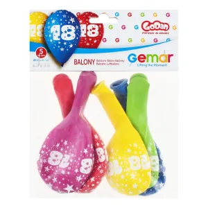Gumový balónek Godan s potiskem 5 ks mix 300 mm 12cal (GS110/18)