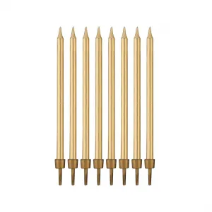 Zlatá narozeninová svíčka Godan s podstavci 10 cm / 8 kusů (PF-SUZL)