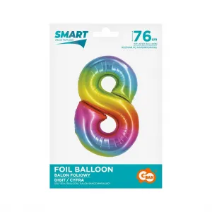 Fóliový balónek Godan Smart číslo 8 duhový 76 cm (CH-STC8)
