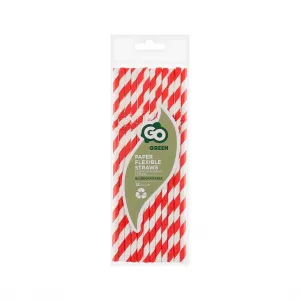 Papírová brčka Godan, lámavá, červené pruhy 6x200mm/12ks. 12 ks (RP-LC12)