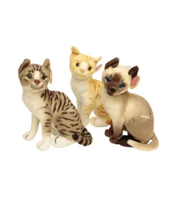 Deef plyšová sedící kočka se zvukem, 3 vzory 330 mm (03743)