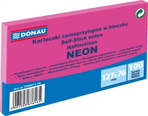 Donau Neonově růžové samolepicí bločky 100 ks 127 mm x 76 mm (7588011-16)