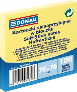 Žluté samolepicí bločky Donau 100 ks 76 mm x 76 mm (7586001)