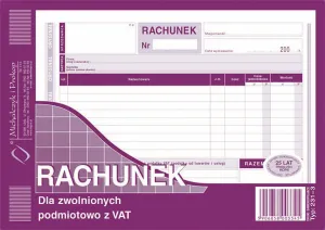 Ofsetový tisk Michalczyk i Prokop Rachunek pro osvobozené subjekty s DPH A5 80k. (231-3)