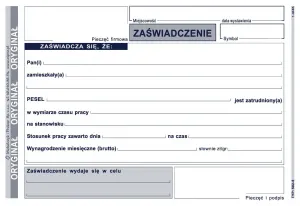 Self-copy print Michalczyk i Prokop Zaświadczenie o zatrudnieniu A6 80k. (502-5)