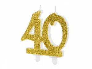 Narozeninová svíčka Partydeco číslo 40, zlatá 7,5 cm (SCU5-40-019)