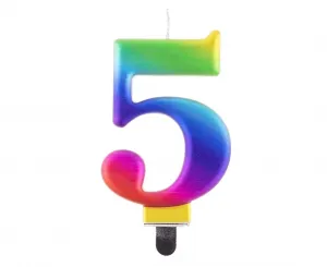 Narozeninová svíčka Godan číslo 5, duhová 8 cm (PF-SCG5)
