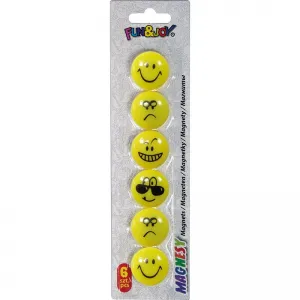 Kulatý magnet Fun&Joy Smiley - žlutý ø 29mm