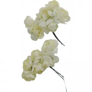 Papírová dekorace Titanum Craft-Fun Series Papírové růže na drátku světle krémové (ZH-001)