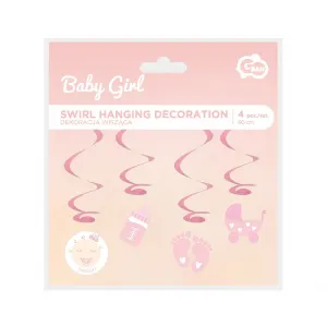 Godan Závěsná dekorace z papíru a fólie Baby Girl, 60 cm, 4 ks. (QT-DWBG)