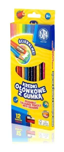 Pastelky Astra s gumou 12 barev.