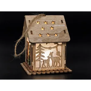 Adar Vánoční osvětlení domečku se Santou, dřevěné (511828)
