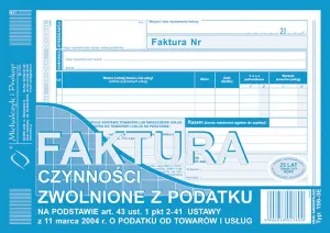 Ofsetový tisk Michalczyk i Prokop Faktura na činnosti osvobozené od daně A5 80k. (198-3E)
