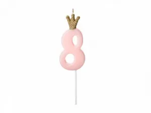 Narozeninová svíčka Partyydeco číslo 8, jasně růžová, 9,5 cm (SCU6-8-081J)