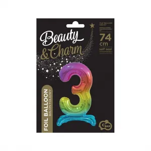 Godan Beauty&Charm gumový balónek stojící duhové číslo 750mm 30cal (BC-AST3)