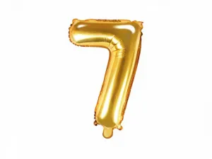 Fóliový balónek Partydeco číslo 7 zlatý 14cal (FB10M-7-019)