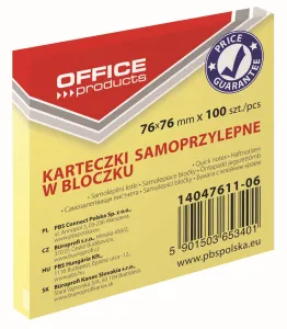 Kancelářské potřeby samolepicí poznámky jasně žluté 100k 76mm x 76mm (14047611-06)