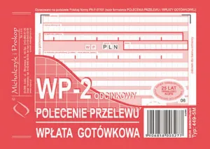 Michalczyk i Prokop samokopírovatelný příkaz k převodu peněz/platbě v hotovosti 2-odc. A6 80k. (449-5M)