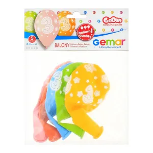 Godan Premium Hel potištěný gumový balónek 3, 13 palců/5 kusů mix 330mm 13cal (GS120/3)