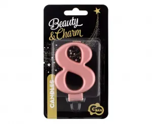 Narozeninová svíčka Godan č. 8 růžovo-zlatá 8 cm (PF-SCRZ8)