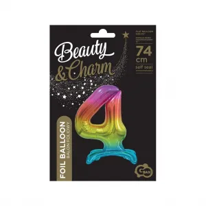 Godan Beauty&Charm gumový balónek duhový stojící číslo 30cal (BC-AST4)