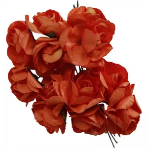 Papírová dekorace Titanum Craft-Fun Series Papírové růže na drátku tmavě oranžové (ZH-001)
